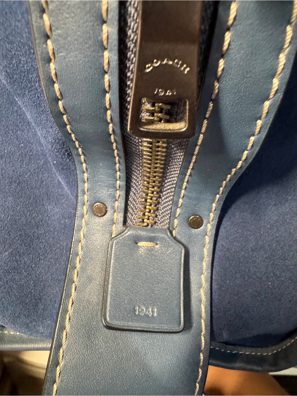 Coach Rogue 30 1941 Navy Blue Suede Satchel with Leather Trim - Picture 8 of 16